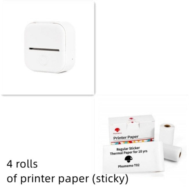 Mini Portable Thermal Label & Photo Printer - Inkless, Ultra-Compact & Bluetooth-Ready With 4 Free Printer Paper Rolls