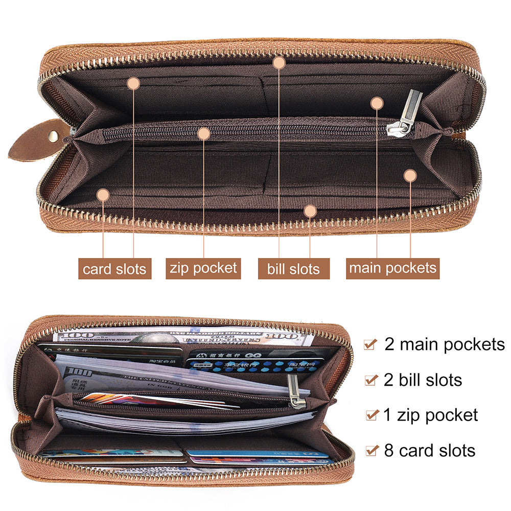 Genuine Leather RFID-Blocking Long Wallet