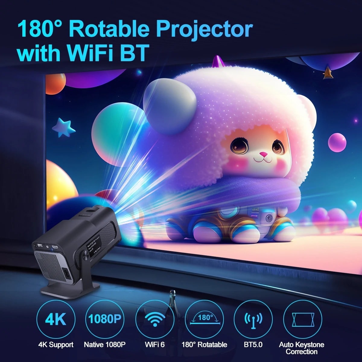 Mini 4K Projector Wireless WiFi Smart 5G Projector