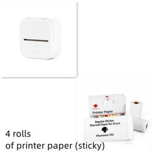 Mini Portable Thermal Label & Photo Printer - Inkless, Ultra-Compact & Bluetooth-Ready With 4 Free Printer Paper Rolls