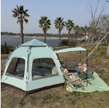 Customer photo for Automatic Waterproof Outdoor Camping Tent, Large Hexagonal Tent Windproof Waterproof Anti Mosquito