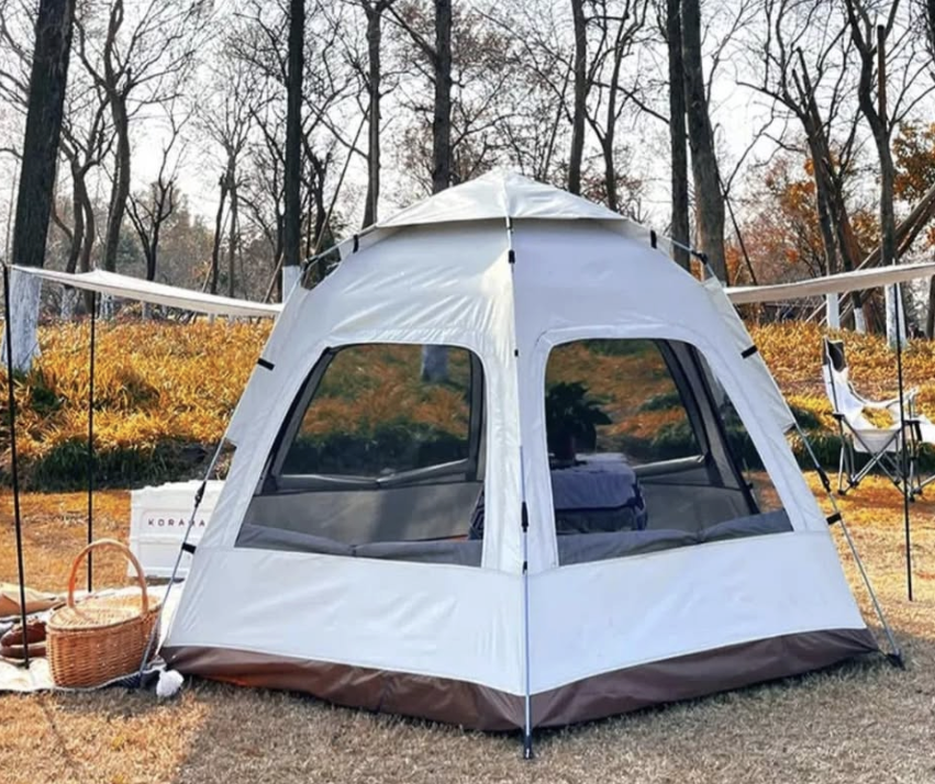 Customer photo for Automatic Waterproof Outdoor Camping Tent, Large Hexagonal Tent Windproof Waterproof Anti Mosquito